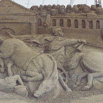 Lido di Jesolo, demonstrational sculpture, 'Roman races', Vladimir Kuraev, John Gowdy(USA), l=14ì, 2003, Italy, Venice