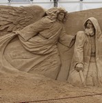 апрель 2014 Германия. Международный фестиваль скульптуры из песка. 'Тайная вечеря' и на библейскую тему.